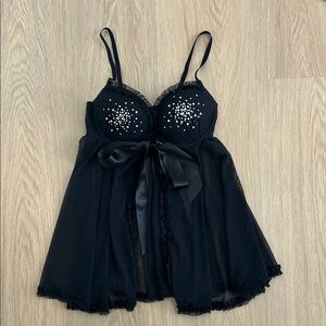 2010 Y2K Vintage Victoria’s Secret Babydoll Lingerie with Rhinestones 36C